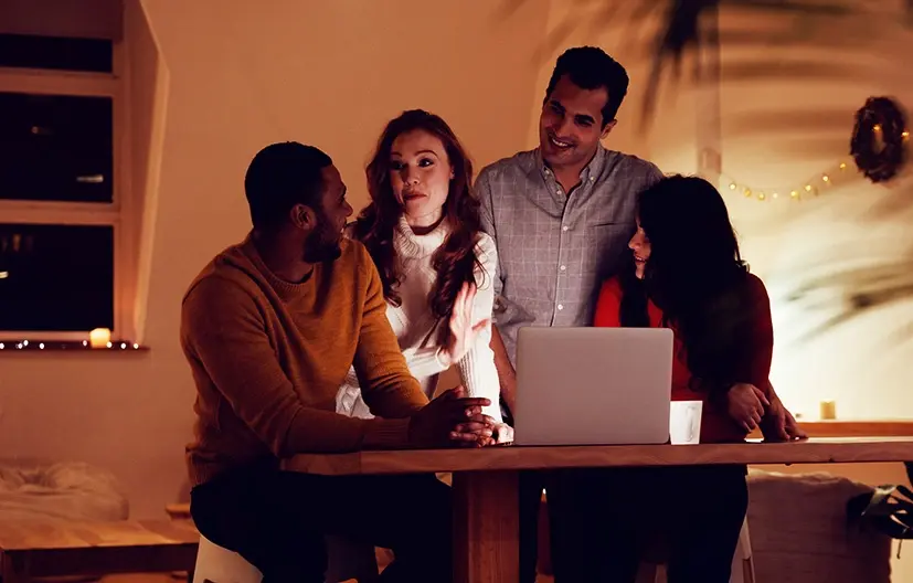 Offset Group team members collaborating in a bright workspace