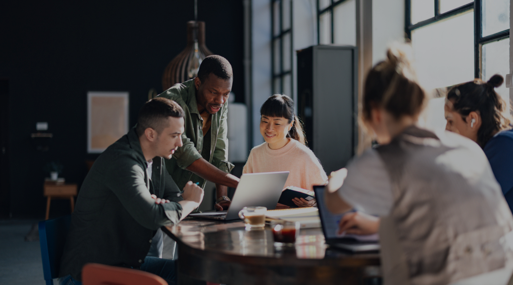 A team collaborating around a table
