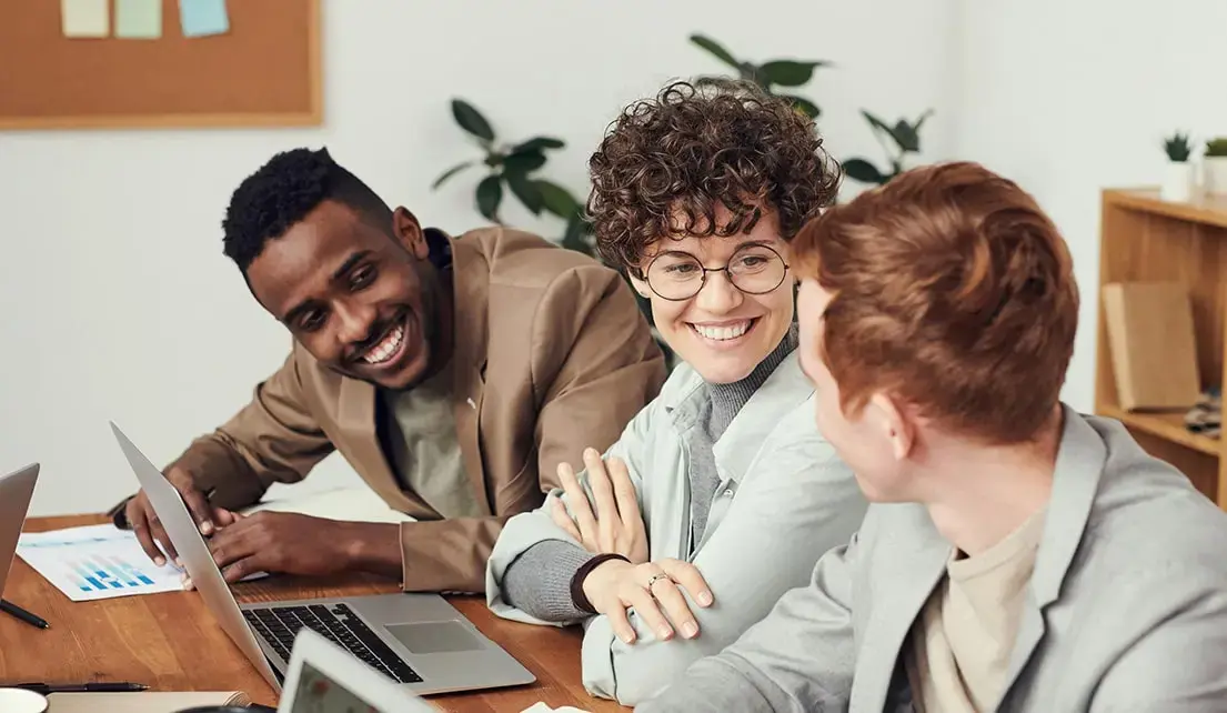 A team in conversation at work